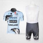 2011 Fahrradbekleidung Saxo Bank Hellblau Trikot Kurzarm und Tragerhose