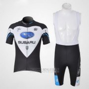 2011 Fahrradbekleidung Subaru Shwarz und Wei Trikot Kurzarm und Tragerhose