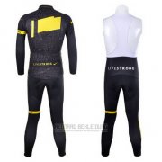 2012 Fahrradbekleidung Livestrong Shwarz und Gelb Trikot Langarm und Tragerhose