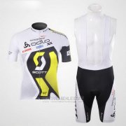 2012 Fahrradbekleidung Scott Wei und Gelb Trikot Kurzarm und Tragerhose