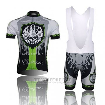 2013 Fahrradbekleidung Rock Racing Shwarz und Grun Trikot Kurzarm und Tragerhose