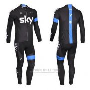 2013 Fahrradbekleidung Sky Blau und Shwarz Trikot Langarm und Tragerhose