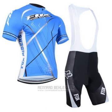 2014 Fahrradbekleidung Fox Azurblau Trikot Kurzarm und Tragerhose