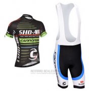 2014 Fahrradbekleidung Sho Air Cannondale Shwarz und Grun Trikot Kurzarm und Tragerhose