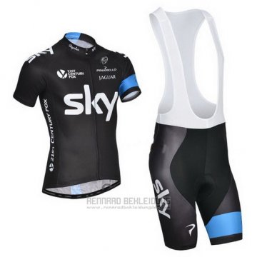 2014 Fahrradbekleidung Sky Shwarz und Wei Trikot Kurzarm und Tragerhose