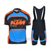 2015 Fahrradbekleidung Ktm Blau und Orange Trikot Kurzarm und Tragerhose