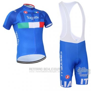 2016 Fahrradbekleidung Italien Wei und Blau Trikot Kurzarm und Tragerhose