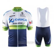 2016 Fahrradbekleidung Orica GreenEDGE Wei und Blau Trikot Kurzarm und Tragerhose