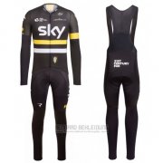 2016 Fahrradbekleidung Sky Gelb Trikot Langarm und Tragerhose