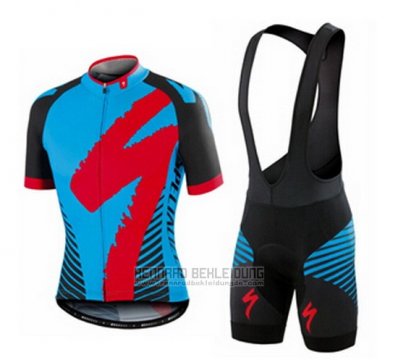 2016 Fahrradbekleidung Specialized Blau und Shwarz Trikot Kurzarm und Tragerhose