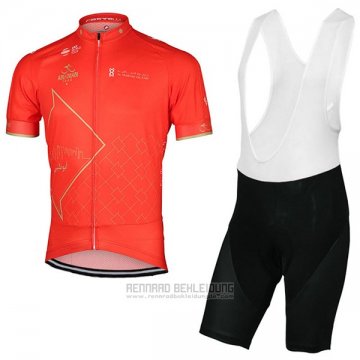 2017 Fahrradbekleidung Abu Dhabi Tour Orange Trikot Kurzarm und Tragerhose