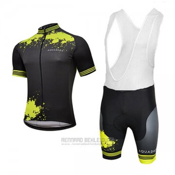 2017 Fahrradbekleidung Aquadro Splash Shwarz und Gelb Trikot Kurzarm und Tragerhose