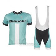 2017 Fahrradbekleidung Bianchi Grun Trikot Kurzarm und Tragerhose