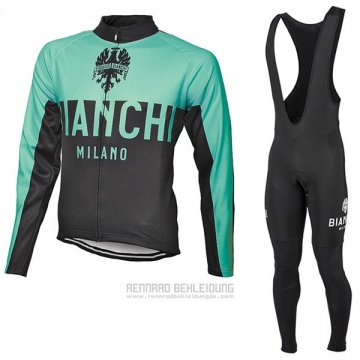 2017 Fahrradbekleidung Bianchi Milano Ml Grun und Shwarz Trikot Langarm und Tragerhose