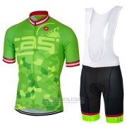 2017 Fahrradbekleidung Castelli Hell Grun Trikot Kurzarm und Tragerhose