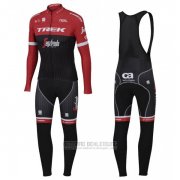 2017 Fahrradbekleidung Trek Segafredo Rot und Shwarz Trikot Langarm und Tragerhose