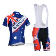 2018 Fahrradbekleidung Australien Blau und Rot Trikot Kurzarm und Tragerhose