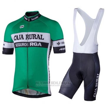 2018 Fahrradbekleidung Caja Rural Grun Trikot Kurzarm und Tragerhose