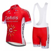 2018 Fahrradbekleidung Cofidis Rot und Wei Trikot Kurzarm und Tragerhose