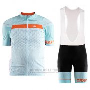 2018 Fahrradbekleidung Craft Route Licht Blau Trikot Kurzarm und Tragerhose