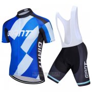 2018 Fahrradbekleidung Giant Blau Trikot Kurzarm Tragerhose