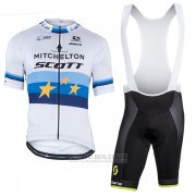 2018 Fahrradbekleidung Mitchelton Scott Champion Europa Trikot Kurzarm und Tragerhose