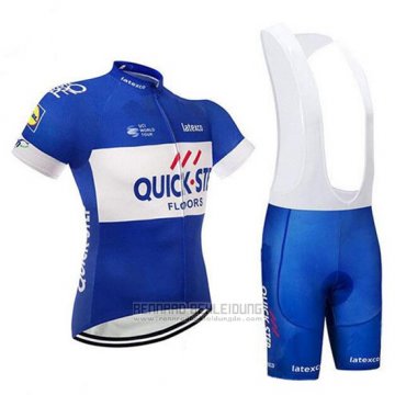 2018 Fahrradbekleidung Quick Step Floors Blau und Wei Trikot Kurzarm und Tragerhose