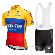 2018 Fahrradbekleidung Quick Step Floors Gelb Blau Rot Trikot Kurzarm und Tragerhose