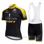 2018 Fahrradbekleidung Scott Gelb und Shwarz Trikot Kurzarm und Tragerhose