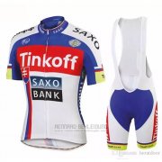 2018 Fahrradbekleidung Tinkoff Saxo Bank Rot Blau Trikot Kurzarm und Tragerhose