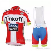 2018 Fahrradbekleidung Tinkoff Saxo Bank Rot Wei Trikot Kurzarm und Tragerhose