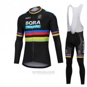 2018 Fahrradbekleidung UCI Weltmeister Bora Shwarz Trikot Langarm und Tragerhose