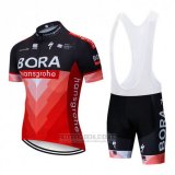 2019 Fahrradbekleidung Bora Shwarz Rot Trikot Kurzarm und Tragerhose