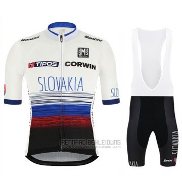 2019 Fahrradbekleidung Slowakeis Wei Blau Shwarz Trikot Kurzarm und Overall