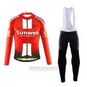 2019 Fahrradbekleidung Sunweb Orange Wei Trikot Langarm und Tragerhose