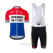 2020 Fahrradbekleidung Jumbo Visma Rot Wei Blau Trikot Kurzarm und Tragerhose