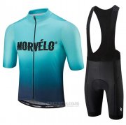 2020 Fahrradbekleidung Morvelo Hellblau Trikot Kurzarm und Tragerhose