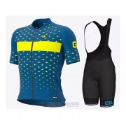 2021 Fahrradbekleidung ALE Blau Gelb Trikot Kurzarm und Tragerhose