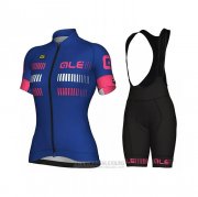 2021 Fahrradbekleidung Frau ALE Blau Fuchsie Trikot Kurzarm und Tragerhose