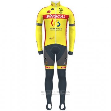 2021 Fahrradbekleidung Wallonie Bruxelles Gelb Trikot Langarm und Tragerhose