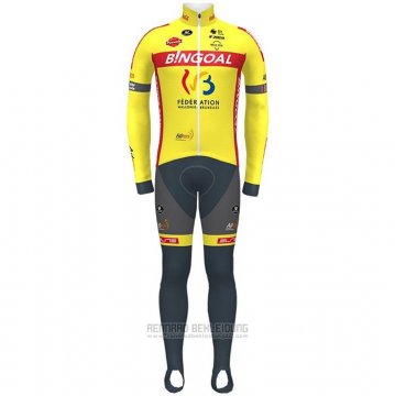 2021 Fahrradbekleidung Wallonie Bruxelles Gelb Trikot Langarm und Tragerhose