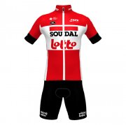 2022 Fahrradbekleidung Lotto Soudal Rot Trikot Kurzarm und Tragerhose