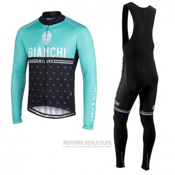 Fahrradbekleidung Bianchi Milano Nalles Hellblau Shwarz Trikot Langarm und Tragerhose