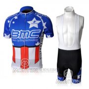 2010 Fahrradbekleidung BMC Champion Stati Uniti Blau Trikot Kurzarm und Tragerhose