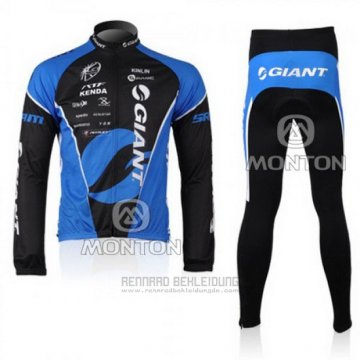 2010 Fahrradbekleidung Giant Shwarz und Blau Trikot Langarm und Tragerhose