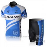 2010 Fahrradbekleidung Giant Wei und Azurblau Trikot Kurzarm und Tragerhose