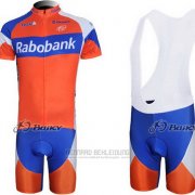 2011 Fahrradbekleidung Rabobank Blau und Orange Trikot Kurzarm und Tragerhose