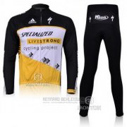 2011 Fahrradbekleidung Specialized Gelb und Shwarz Trikot Langarm und Tragerhose
