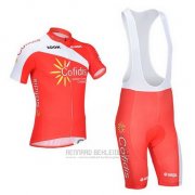 2013 Fahrradbekleidung Cofidis Rot Trikot Kurzarm und Tragerhose