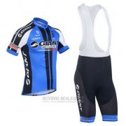 2013 Fahrradbekleidung Giant Shwarz und Blau Trikot Kurzarm und Tragerhose